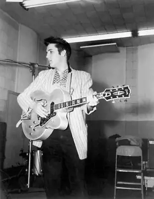 Elvis Presley Playing A Gibson Guitar In A Recording Studio In C - 1956 Photo • $5.79