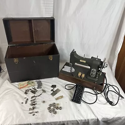 Vintage White Rotary Sewing Machine 77MG Attachments Foot Pedal & Case - WORKS • $129.99