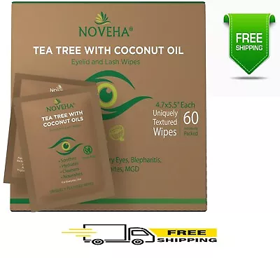 NOVEHA Tea Tree & Coconut Oil Eyelid & Lash Wipes | Natural Makeup Remover • $22.99