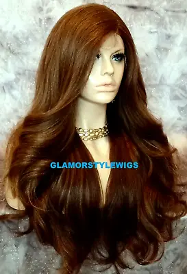 Lace Front Full Wig Long Wavy Layered Side Part Golden Brown Mix Heat Ok Nwt • $79.84