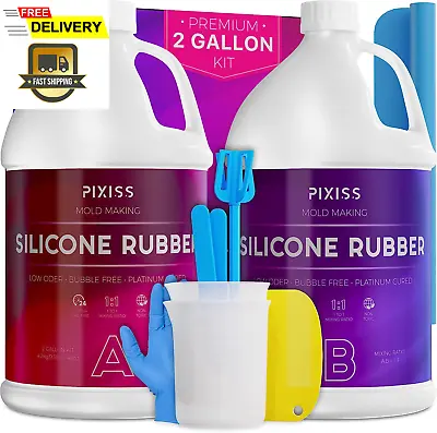 Silicone Mold Making Kit (2 Gallon) Liquid Silicone Rubber Bubble Free... • $130.73