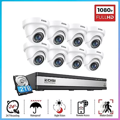 ZOSI 1080p 16 Channel DVR Security CCTV 8 Camera System With Hard Drive 2TB Dom • $449.99