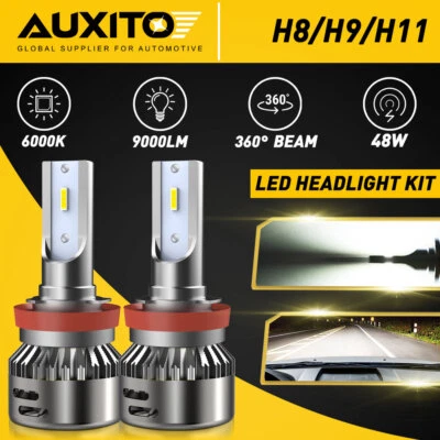 $18.99 • Buy AUXITO LED H8 H9 H11 Headlight Bulbs Kit High Low Beam 48W 9000LM 6500K White US