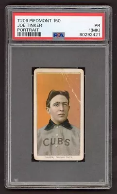 1909-1911 T206 Piedmont 150 Joe Tinker Portrait PSA 1 Poor MK Chicago Cub HOF • $375