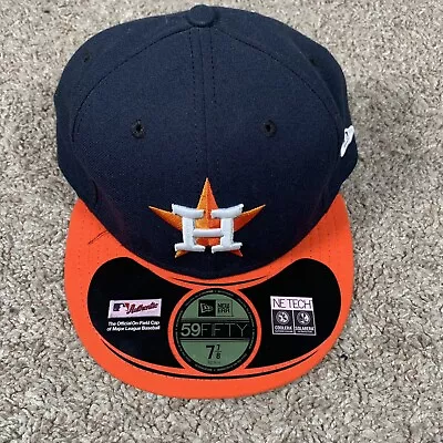 Made In The USA Vintage Houston Astros New Era 59 Fifty Hat Mens 7 7/8 Fitted • $34.99
