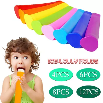 4 6 8 12pcs Ice Lolly Mould Silicone Push Up Ice Cream Frozen 6 Inch • £3.61