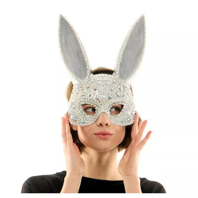 Cute Bunny Masquerade Mask VIP Animal Mask Rabbit Cosplay Rhinestones Party Mask • $29.95