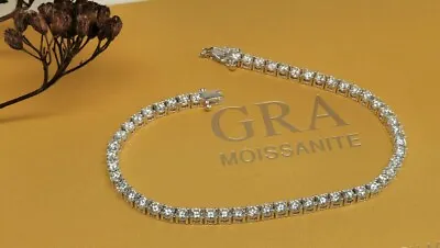 22 Ct Moissanite Diamond Tennis Bracelet 14k White Gold Sterling Silver 5.5mm • $199