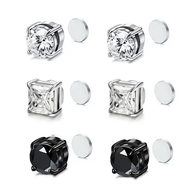 Magnetic Clip On Diamante Ear Studs Clip On Earrings Stud Women's Girls Men Stud • $4.97