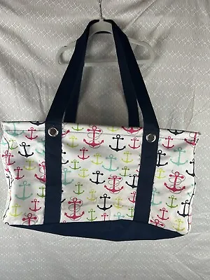 Thirty One 31 Canvas Crew Anchor Tote Bag Nautical Anchor Medium Sized • $15.59