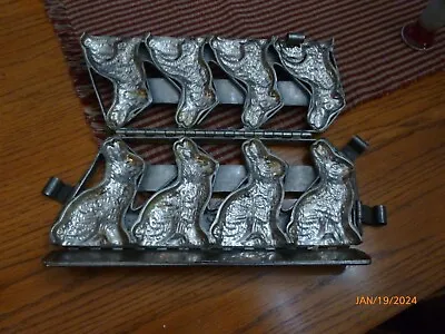 Metal Candy Mold Double Chocolate Sitting Bunny Rabbit Hinged Antique • $45