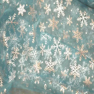 £3.50 • Buy Disney Frozen Organza Voile Fabric Elsa Glitter Snowflake Material Christmas