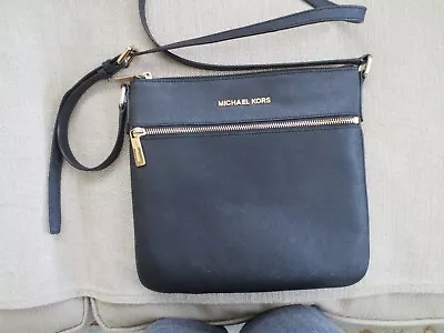 Michael Kors Black Leather Crossbody Handbag • $49