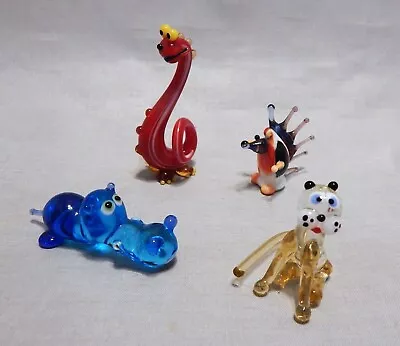 Beautifully Detailed Blown Glass Miniature Animals Lot Of 4 • $18