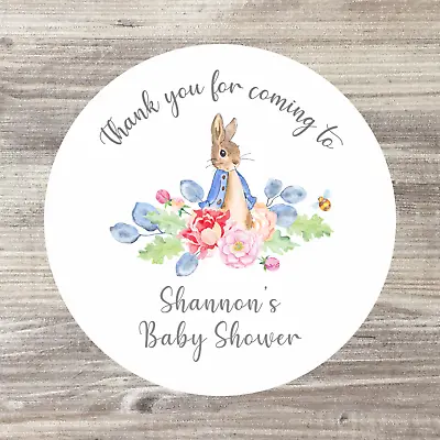 48 X Baby Shower Gender Reveal Personalised Stickers Peter Rabbit Thank You • £3.50