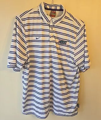 Nike Florida Gators Polo Shirt Mens Medium White/Blue Vintage Stripe Top • $19.99