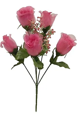 5 Mauve Dusty Rose Pink Roses Buds Artificial Flower Silk Fake Faux Wedding • $1.20