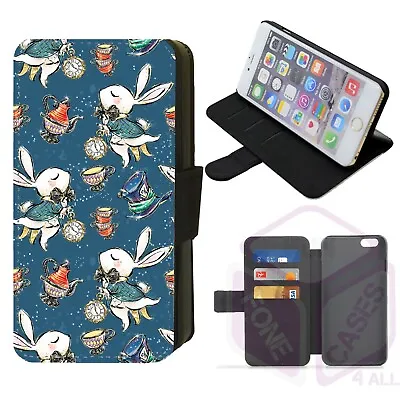 IPhone/Galaxy Wonderland Whimsical Faux Leather Printed Flip Phone Case Design F • £10.99