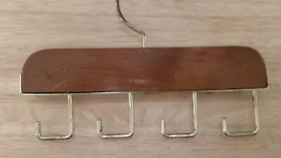 Vintage 1970's Wood Brass Belt Hanger Rack Hook Closet Organizer • $9.99