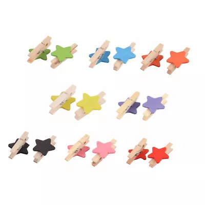 Star Shaped Card Holder Photo Spring Pegs Tiny Mini Wooden Clip 20pcs • £5.18