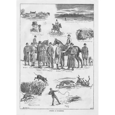 COURSING A Meeting At Stourbridge - Antique Print 1883 • £14.99