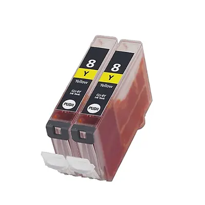 2 Yellow Ink For Canon IP3500 IP4200 IP4300 IP4500 IP5100 IP5200 IP5300 CLI8Y • £5.11