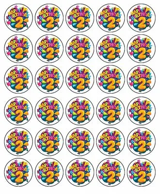 2nd Birthday Cupcake Toppers Edible Wafer Paper Cake Decorations 30 #02 • $11.95