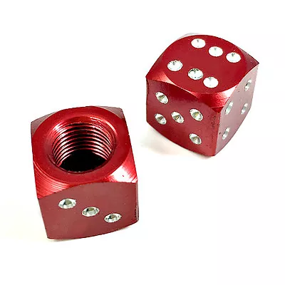 2 Premium Red Burgundy Dice Tire/Wheel Air Stem Valve Caps For Motorcycle-Bike • $6.95