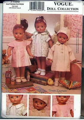 OOP  Vogue 7486 Vintage 30s 18 In Doll Clothes Pattern Fits American Girl • $14.39