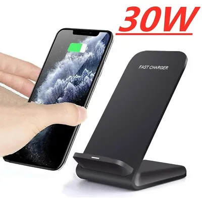 Qi Wireless Charger Stand Holder Fast Charging Dock For Samsung S22 21 S20 Ultra • £12.99