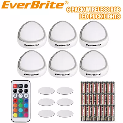 EverBrite 6-Pack LED Puck Light Tap Light Wireless Push Light With 12 RGB Colors • $29.99