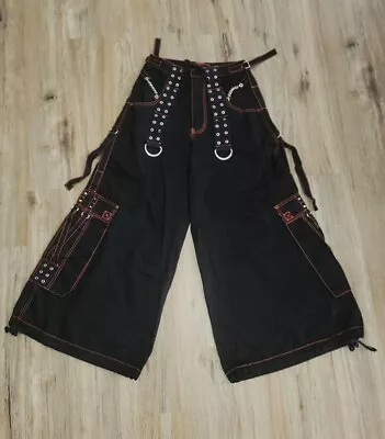 VTG Tripp NYC Black Orange Super Wide Leg Pants XS Mall Goth Punk Rave Grunge • $199.99