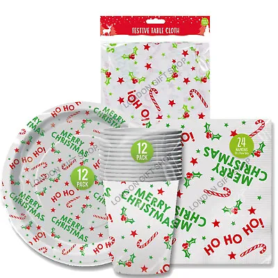 £2.99 • Buy Christmas Festive Party Tableware Paper Plates Cups Napkins Plastic Table Cover 
