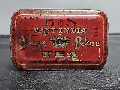 Nice Antique Vintage B & S East India Orange Pekoe Tin Tea Caddy Box New York • $8
