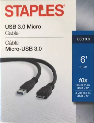 Staples  USB 3.0 Hub 6’ 1.8m With Micro USB 3.0 Cable - Black——————3 • $5.11