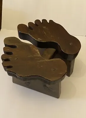 Unique Find Wood Footstool Shape Of Feet • $105