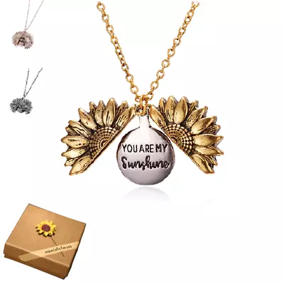 Sunflower You Are My Sunshine Necklace Children Gold Silver Gift Pendant Locket • $14.99