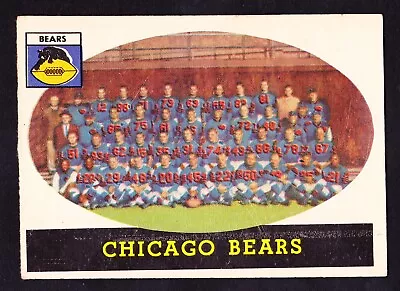 1958 Topps #29 Chicago Bears Team Card W/george Blanda • $7