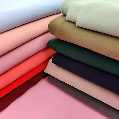 £6.59 • Buy Plain Scuba Crepe Knit Jersey 4 Way Stretch Dress Making Fabric 30 Colours 