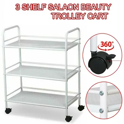 3 Shelf Large Salon Beauty Trolley Cart Spa Storage Dentist Wax Treatments Home • £105.34