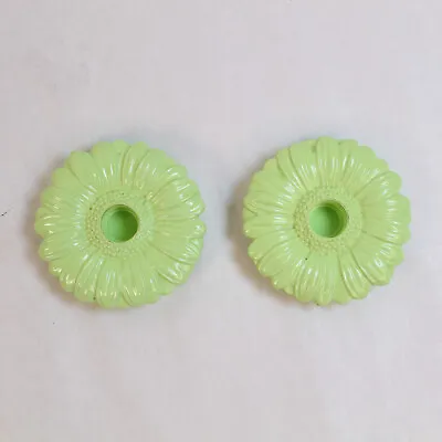 Set Of 2 Vintage Avon Plastic Green Daisy Flower Taper Candle Holders Stands • $8