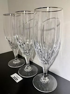 3 Mikasa Arctic Lights Platinum Iced Tea Water Glasses Cut Crystal 8.5  • $85.50