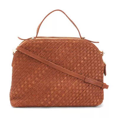 GIORGIA MILANI Italy Large Woven Leather Dome Satchel Purse Brown NEW • $49.99