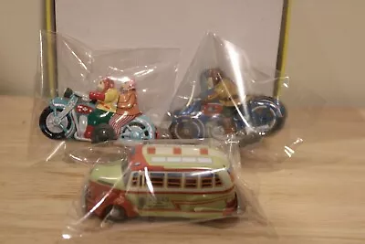 Brand New Tin Toy Mini Bus And Two Motor Bikes From Japan • $35