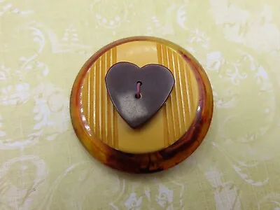 Vintage Buttons*Large STACKED BAKELITE BUTTON*heart*OOAK  (O28) • $28.49