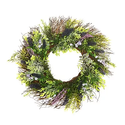 40cm Lavender Wreath Greenery Garland Spring Summer Indoor Front Door Decoration • £12.99