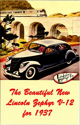 $10 • Buy Lincoln Zephyr V-12 Burlington Railway Postcard Train Engine Railroad Reprint