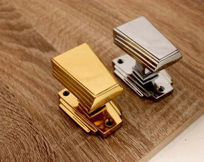 £35 • Buy Art Deco Door Knob Pair Victorian Solid Brass Mortice Handle Set Brass Or Chrome