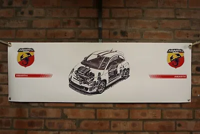  Fiat 500 Abarth 595 Competizione Large Pvc  WORK SHOP BANNER Garage  SHOW   • $31.61