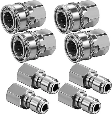 4 Sets NPT 3/8 Inch Stainless Steel Male And Female Quick Connector Kit Pressure • $19.99